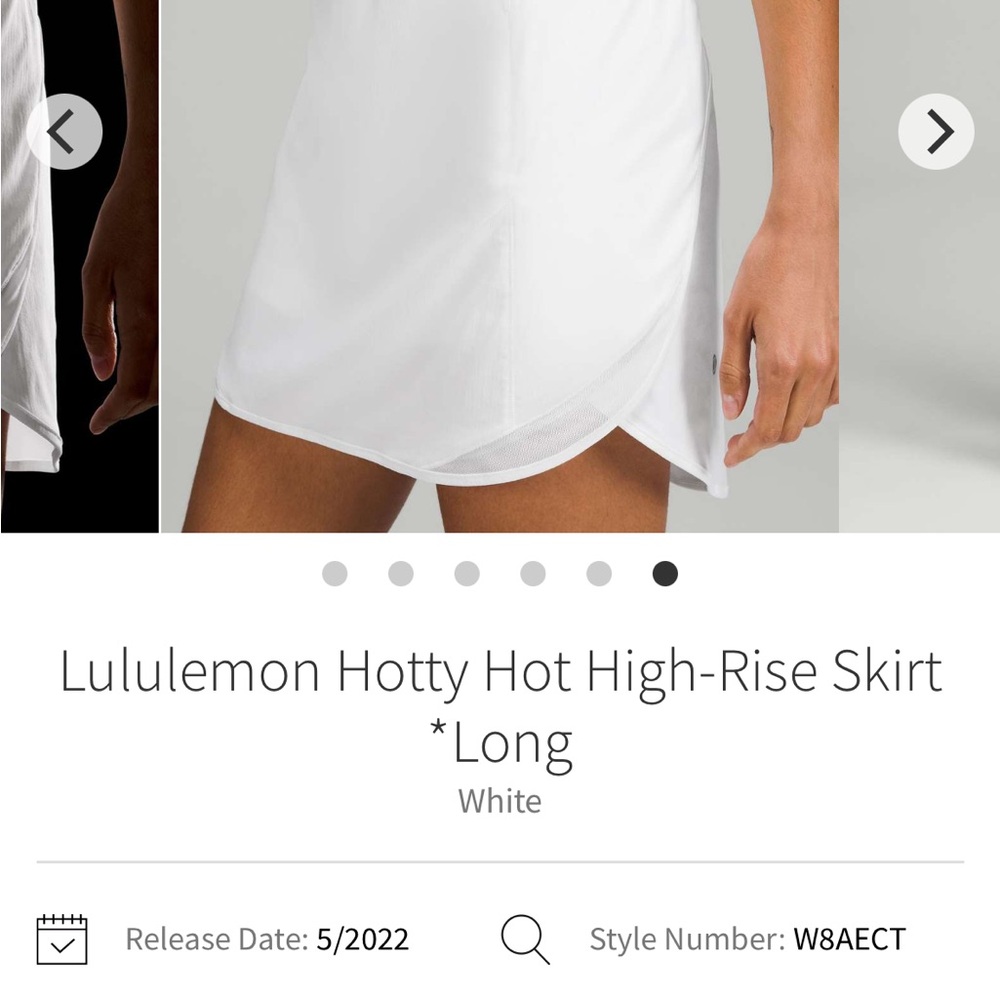 Lululemon White Hotty Hot High-Rise Skirt